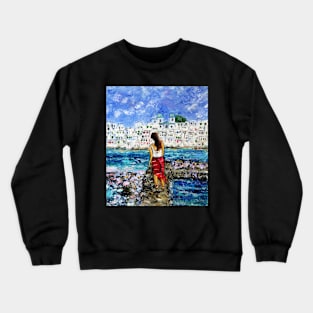 Woman at Paros Island Crewneck Sweatshirt